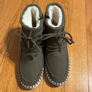 Olive green fur lined boots